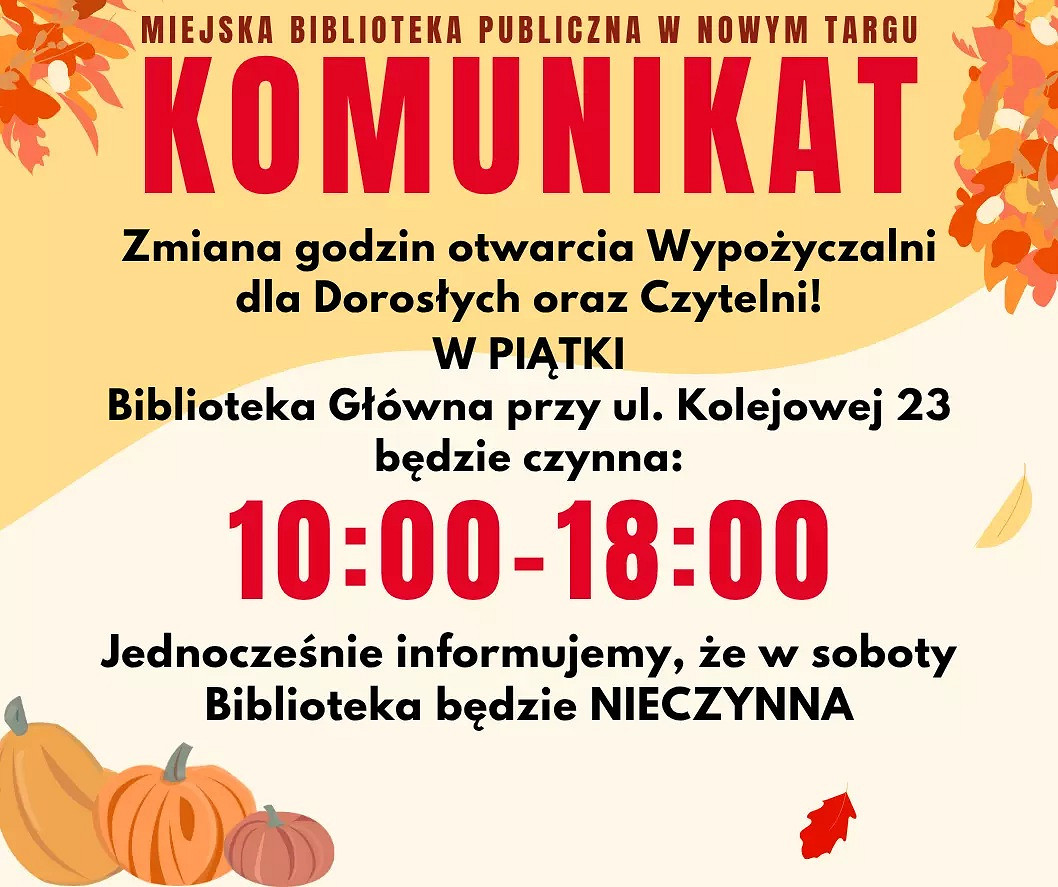 Nowotarska Biblioteka zaprasza w piątki dłużej!