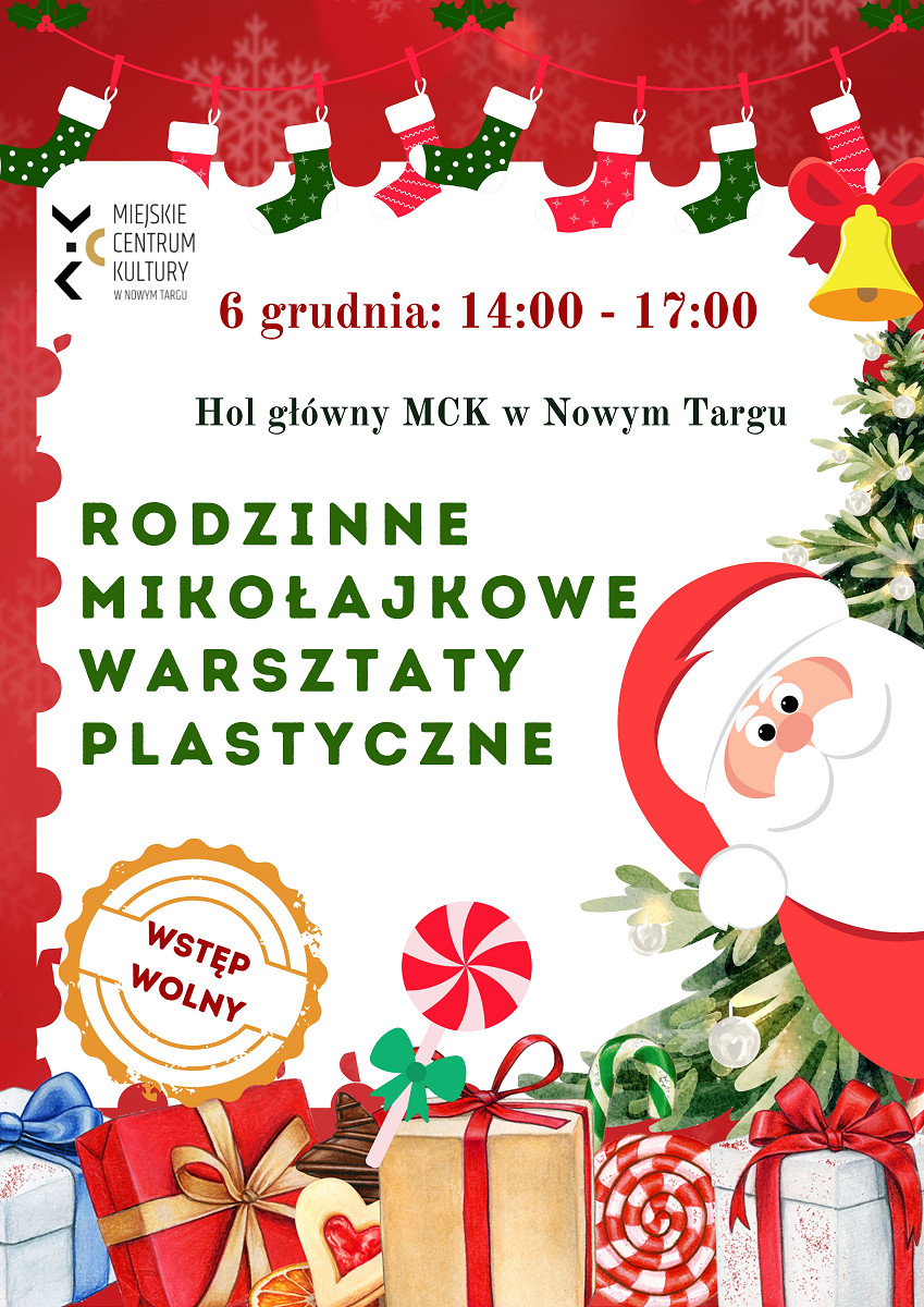 Zapraszamy na warsztaty mikołajkowe dla rodzin do MCK Nowy Targ