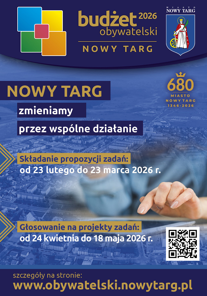 Rusza nabór propozycji zadań do Budżetu Obywatelskiego Nowy Targ 2026