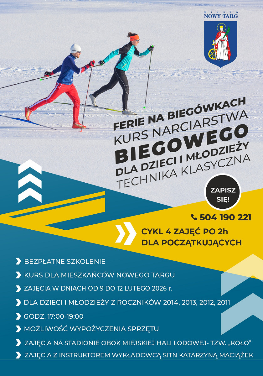 Ferie na biegówkach! Bezpłatny kurs narciarstwa biegowego dla dzieci i młodzieży!