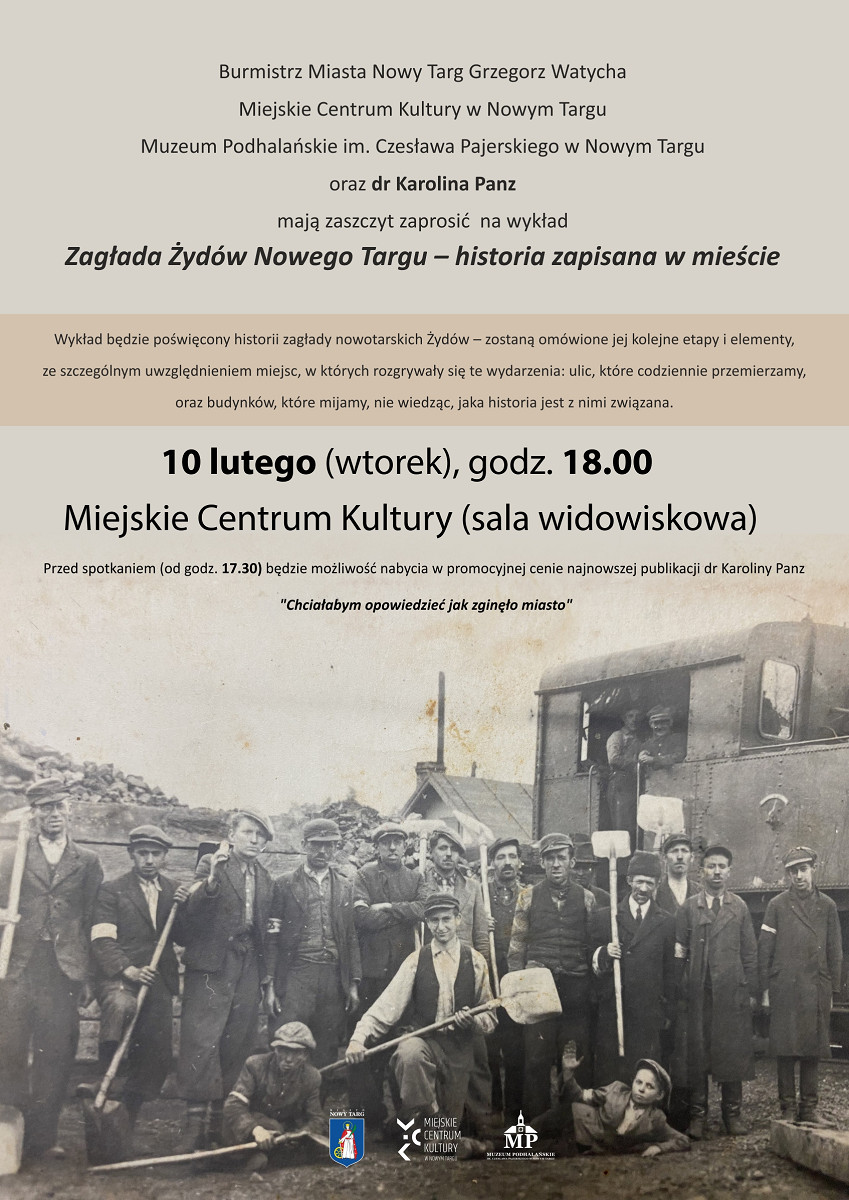 Zapraszamy na wykład "Zagłada Żydów Nowego Targu – historia zapisana w mieście"