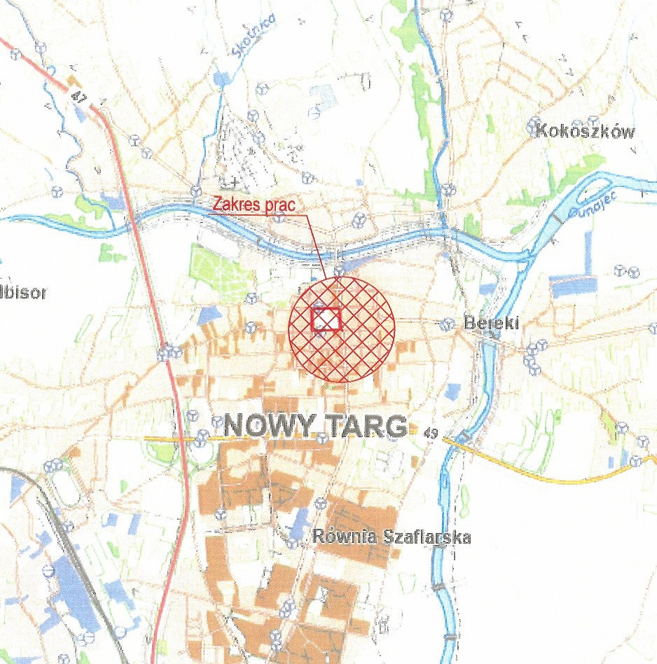 Komunikat dotyczący utrudnień w ruchu drogowym  w ciągu ul. Rynek w Nowym Targu