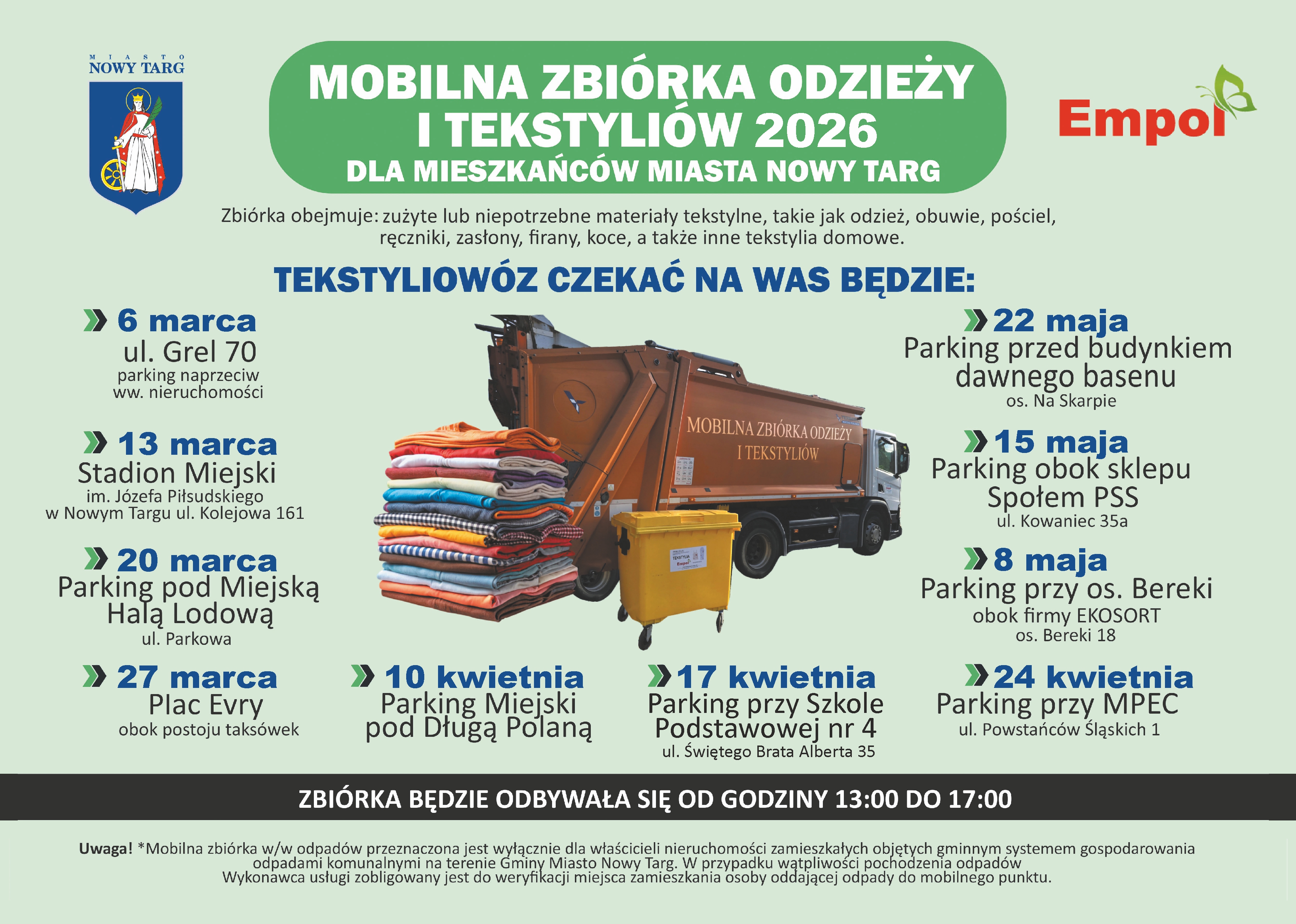 I Mobilna Zbiórka odzieży i tekstyliów w 2026 r.