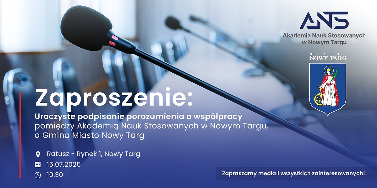 Razem dla Nowego Targu – nauka i samorząd łączą siły - Zaproszenie na uroczyste podpisanie porozumienia o współpracy