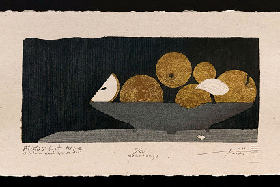 il. 77. Midas’ last hope (ostatnia nadzieja Midasa), technika mokuhanga, kinzuri, karazuri, wymiar 150 × 100 mm, .jpg